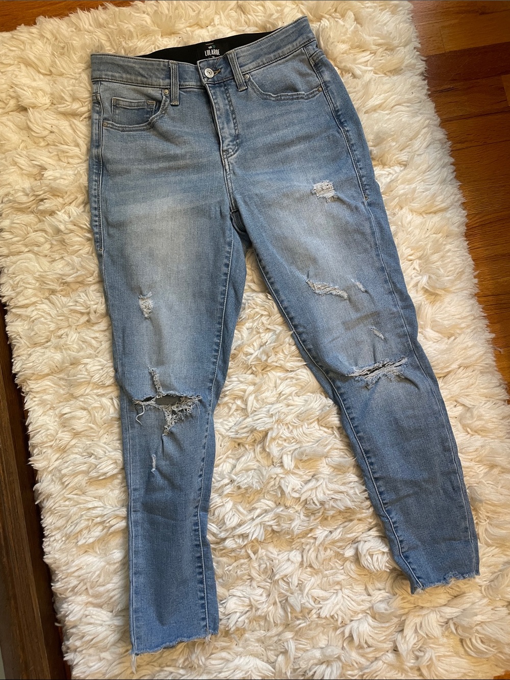LuLaRoe Light Blue Ripped Capris